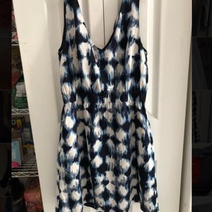 Navy blue and white patterned dress